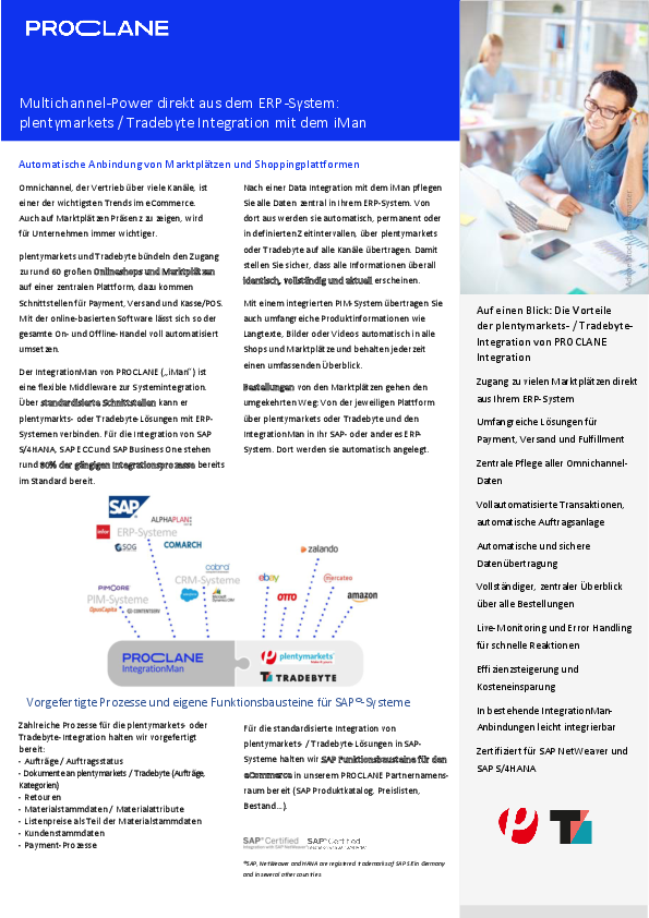 Jetzt downloaden: Flyer zur plentymarkets / Tradebyte Integration Jetzt downloaden: Flyer zur plentymarkets / Tradebyte Integration
